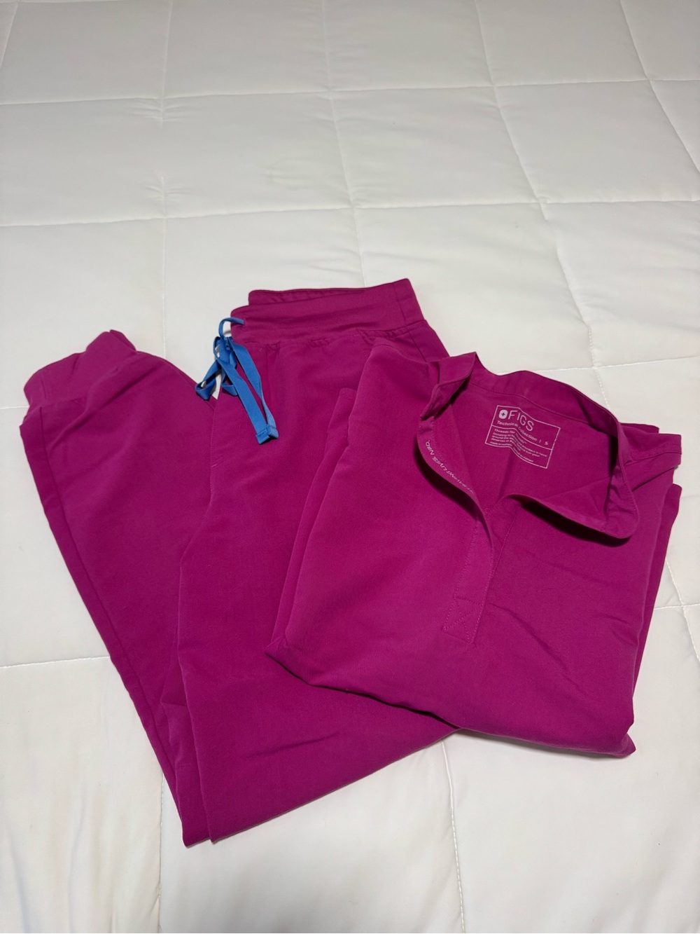 FIGS hot pink scrub set